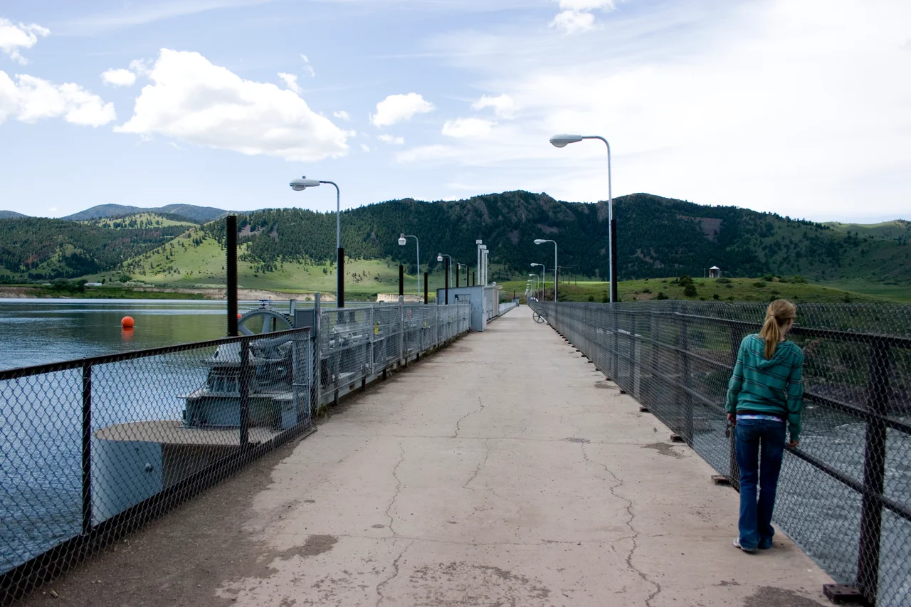 Holter Dam hydroelectric straight gravity dam on the Missouri River.