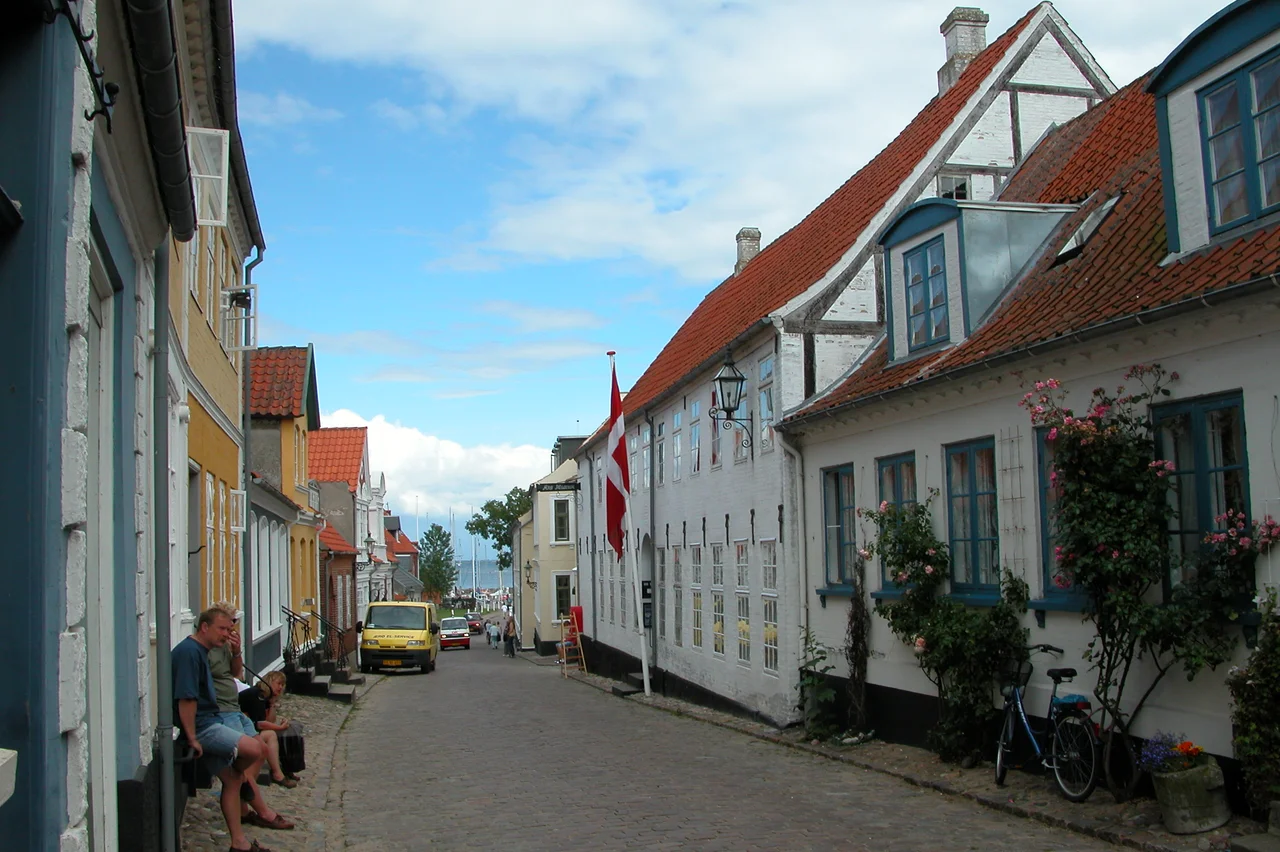 Ærøskøbing, Ærø island, Denmark. The street "Brogade".