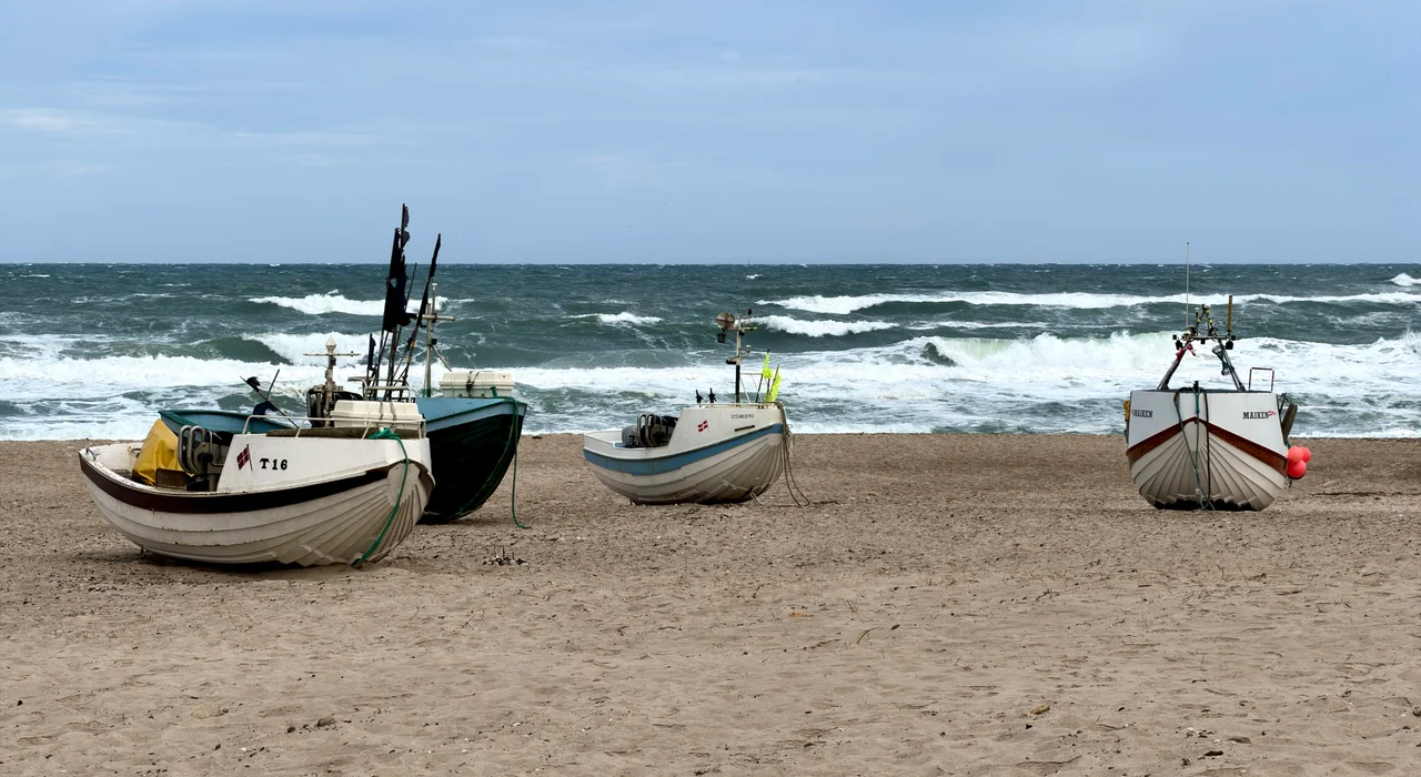 The fishing boats on the beach, Stenbjerg Landingplads