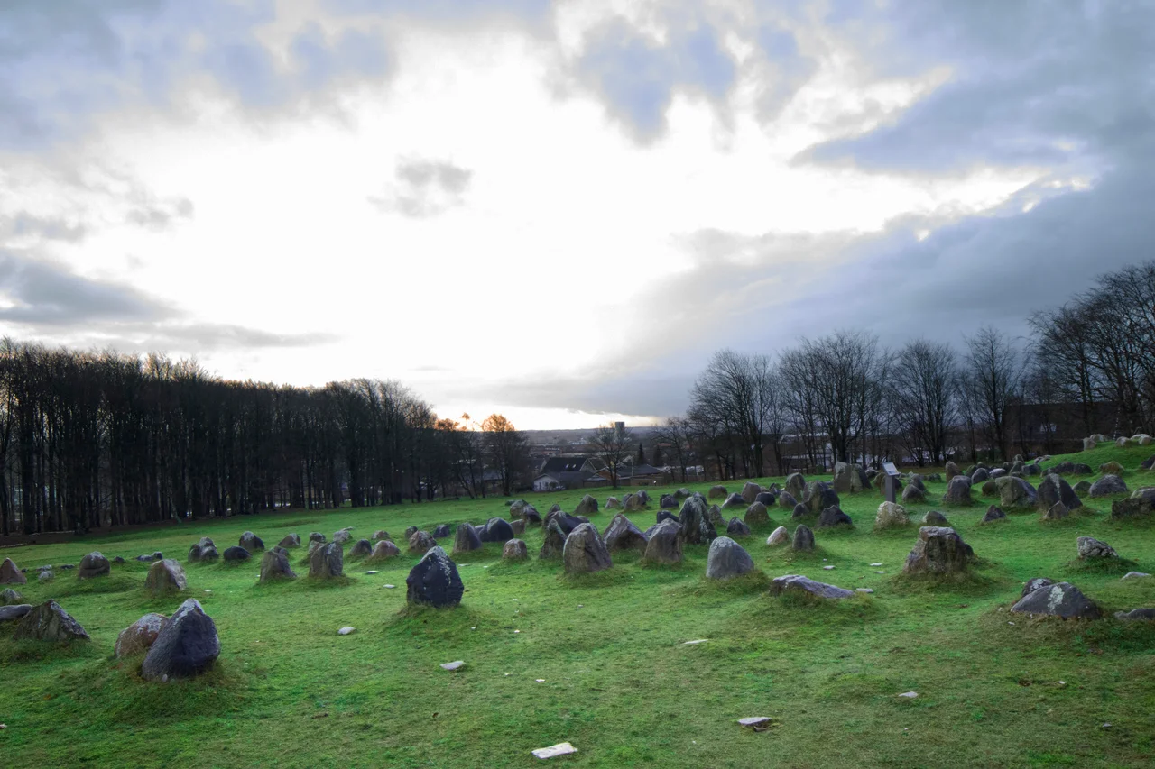 View from Lindholm Høje, December 2018. You can see both Nørresundby and Aalborg from here.